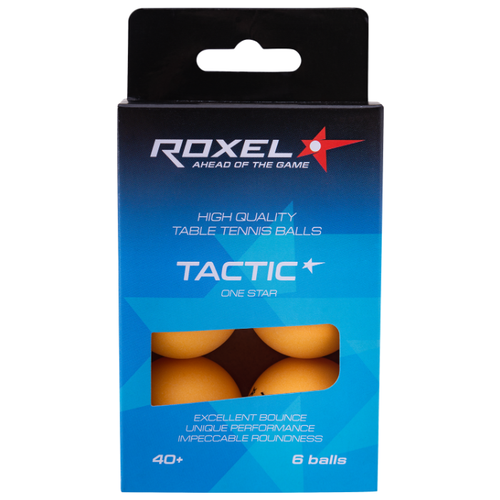 фото Мяч для настольного тенниса roxel 1* tactic, оранжевый, 6 шт.