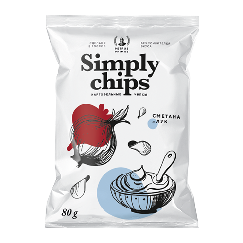 Чипсы Simply chips картофельные, лук-сметана, 80 г