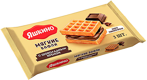 «Яшкино», вафли мягкие с шоколадным кремом, 120 г, 3 штуки