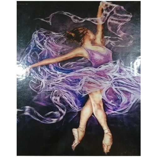 Алмазная мозаика на подрамнике 40х50/Балерина/Полная выкладка/Картина стразами/Набор для творчества