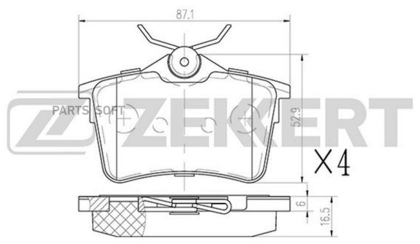 Колодки Торм. Диск. Задн. Citroen Berlingo (B9) 08- 308 Sw 07- Partner Ii 08- Partner Tepee 08- Zekkert арт. BS1012