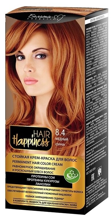 Белита-М "Hair Happiness" Крем-краска для волос аммиачная №8.4 медный (Белита-М)