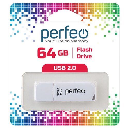 Флешка Perfeo C10 64 ГБ, 1 шт., white флешка perfeo c01g2 64 гб white