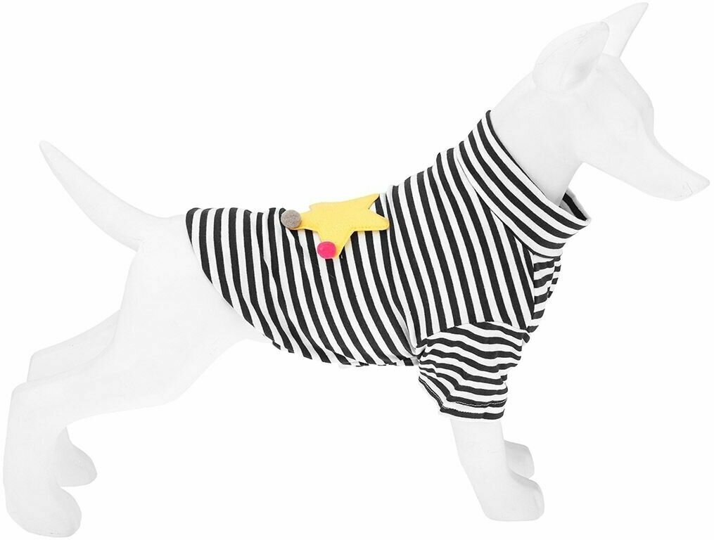 "Пэт тойс (Pet toys)" Одежда для собаки "Тельняшка" с принтом, р-р M, длина спинки 27см/обхват груди 40см/обхват шеи 26см, цвет-черно-белый, 100% полиэстер (Китай) - фотография № 2