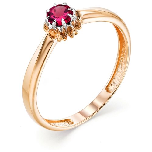 фото Алькор кольцо с 1 рубином из красного золота 13185-103, размер 18.5
