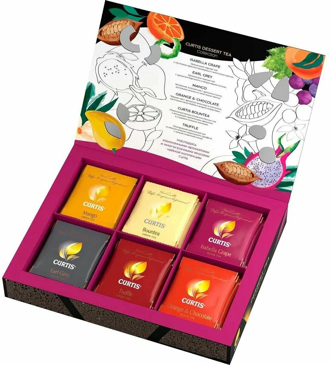 Чайное ассорти Curtis Dessert Tea Collection подарочный набор 30 пакетиков 6 вкусов — фото 1