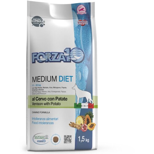 Forza 10 Medium Diet cer/pat 1,5 kг / Полнорационный диетический корм для взрослых собак средних пород из оленины и картофеля 1,5 кг