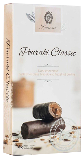 LAURENCE WHITE Вафельные трубочки классик с пралине в темном шоколаде 120г (Греция)