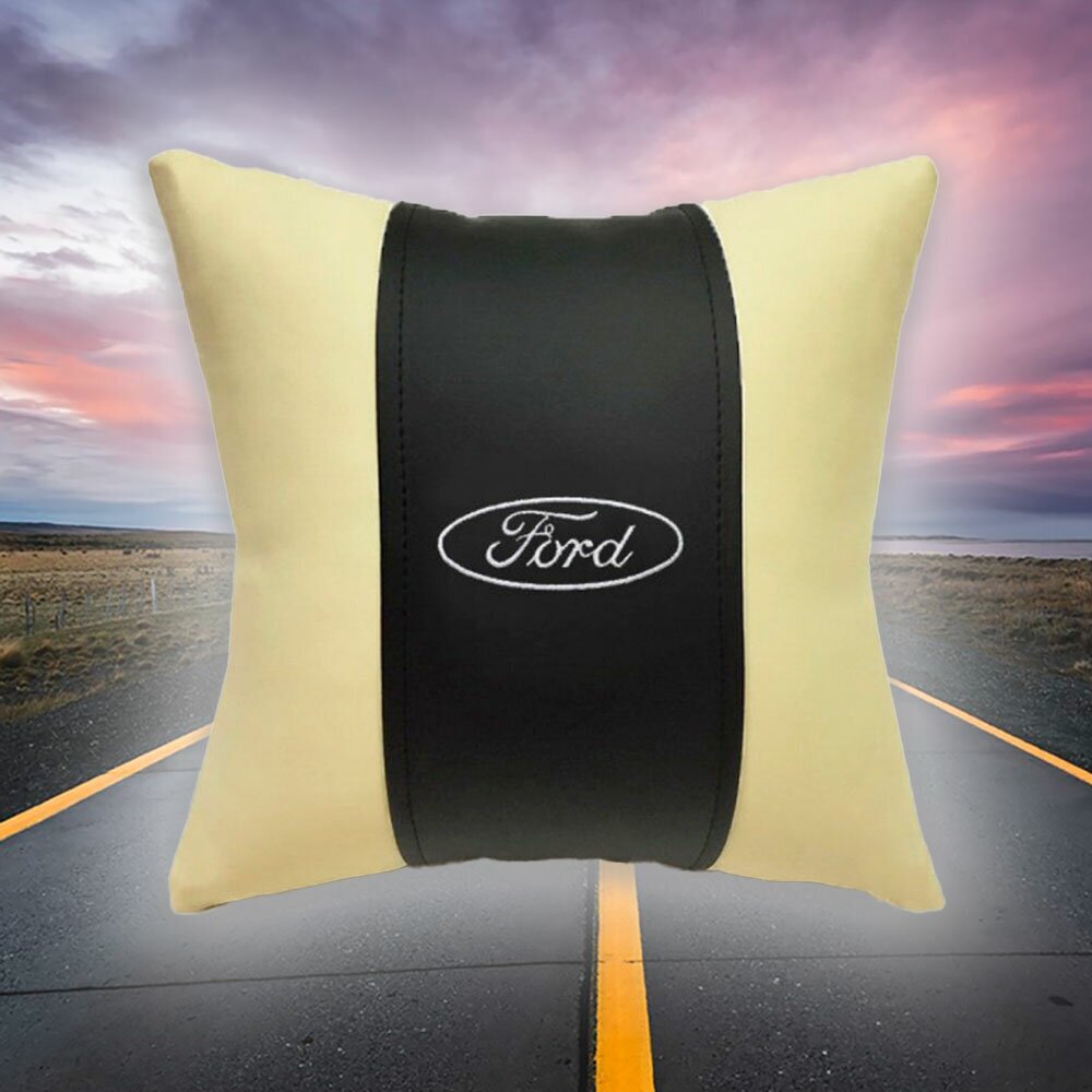 Автомобильная подушка на сиденье из экокожи с вышивкой для Ford