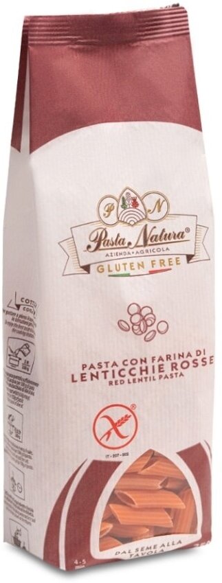 PASTA NATURA Мак. изд. Пенне красной чечевицы, Без глютена, Италия 250г