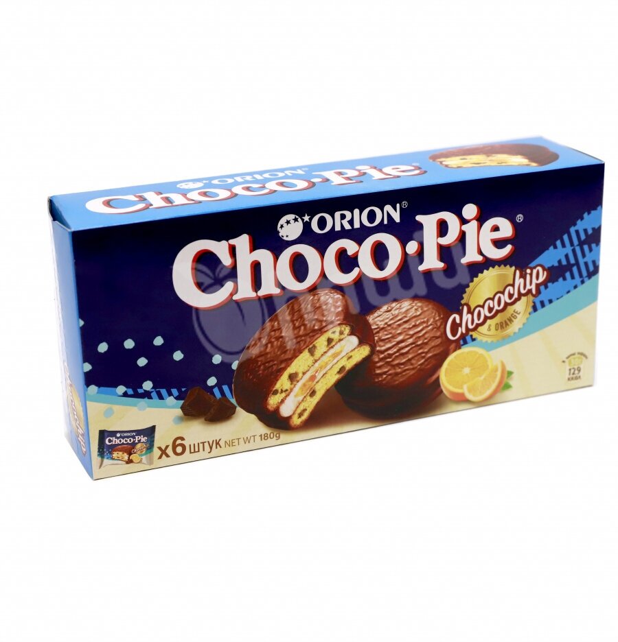 Мучное кондитерское изделие с кусочками шоколада в глазури "Choco Pie Chocochip" ("Чоко Пай Чокочип") 180 гр. - фотография № 4