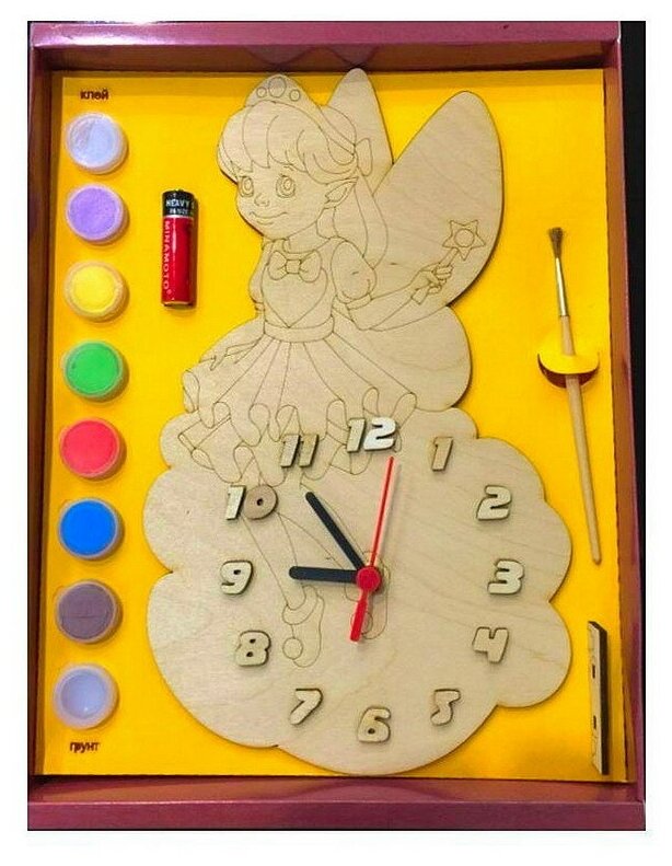 Набор для творчества Нескучные игры Часы Фея с циферблатом под роспись, с красками ДНИ7815