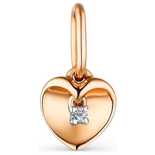 фото Алькор подвеска сердце с 1 бриллиантом из красного золота 33724-100