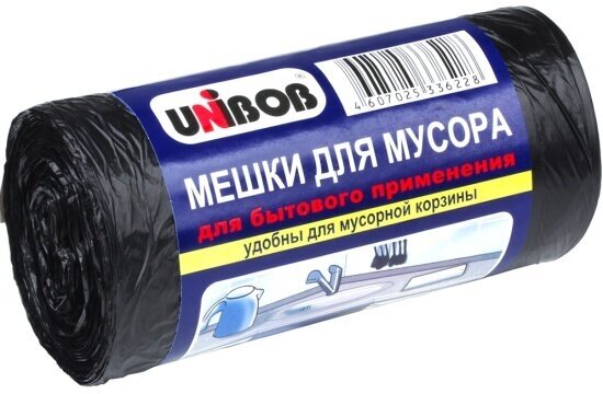 Мешки для мусора Unibob 30 л, рулон 50 шт, черные