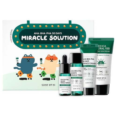 Some By Mi AHA-BHA-PHA 30 Days Miracle Solution Набор для проблемной кожи с кислотами и солнцезащитным кремом.