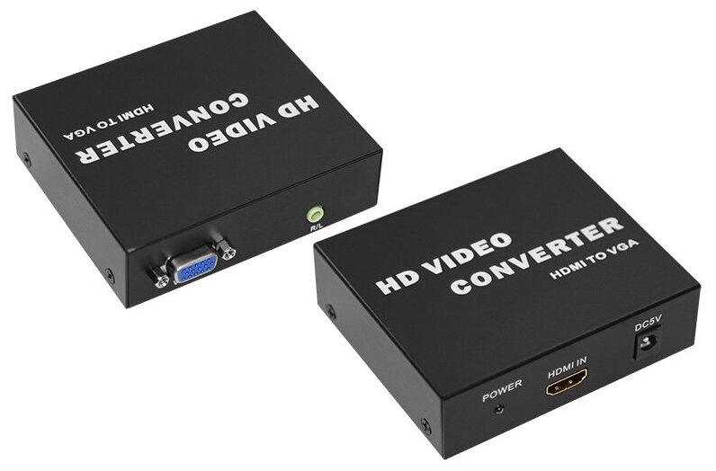 HDMI и VGA оборудование Rexant Конвертер HDMI на VGA + Стерео 3,5 мм, металл