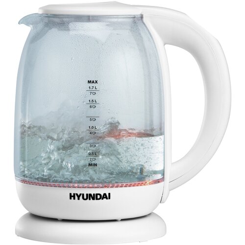Чайник Hyundai HYK-S3808 1.7л. 2200Вт белый (стекло) чайник hyundai hyk g3805 белый стекло