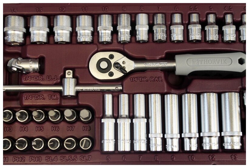 Набор инструмента 1/4"DR, 38 предметов, UTS0038, Thorvik