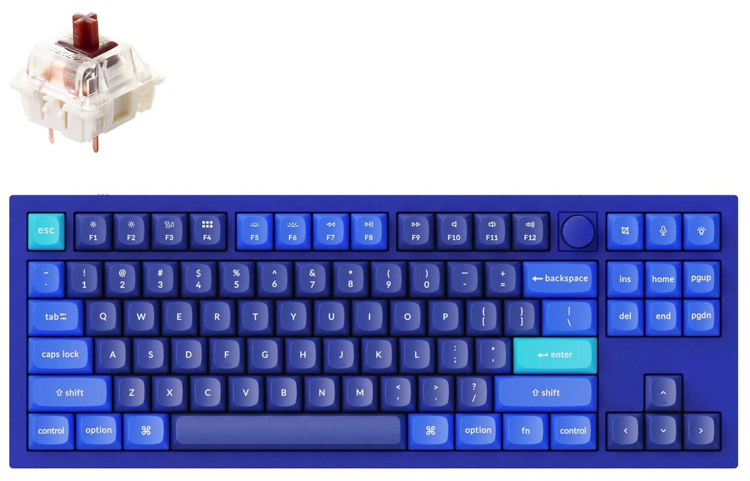 Клавиатура Keychron Q3-o3, Rgb, Brown Switch, 87 кнопок, Blue .