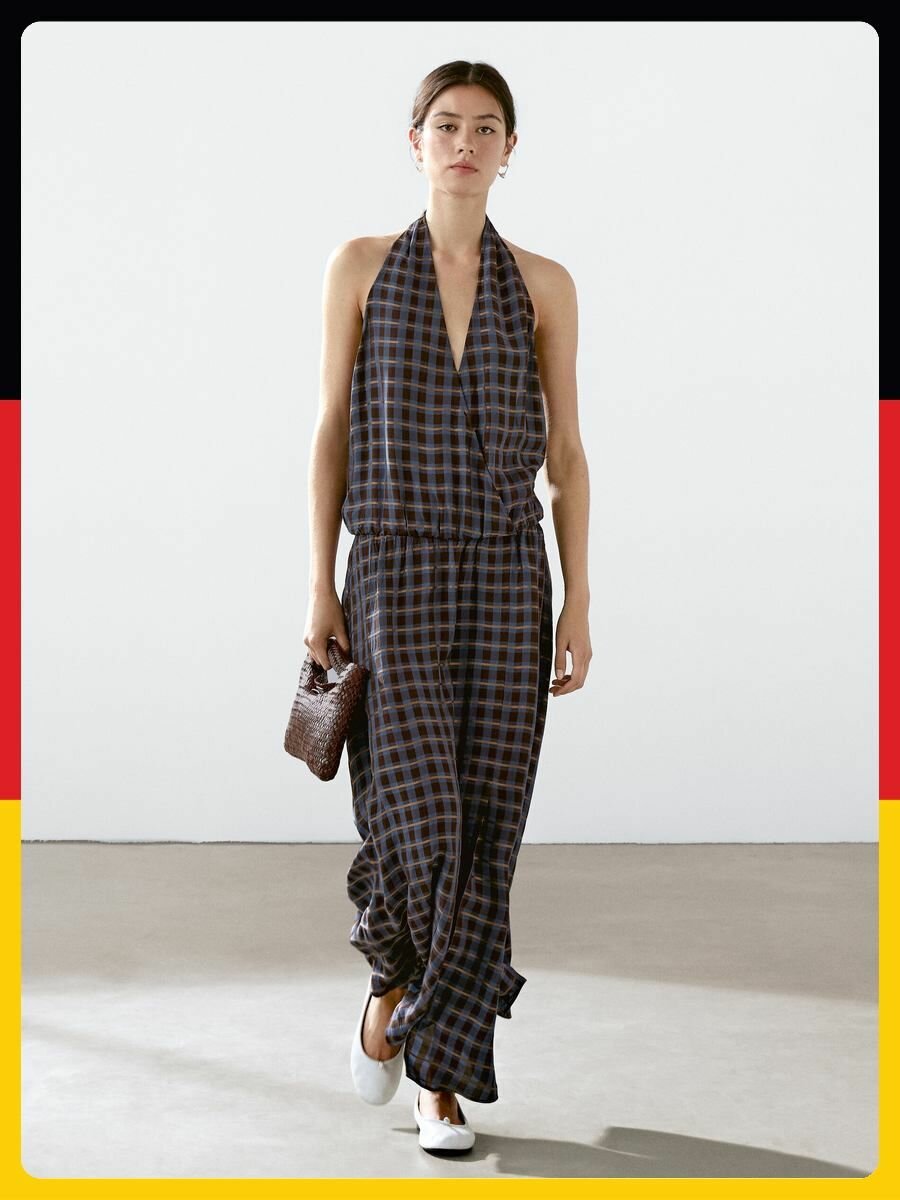 Платье Massimo Dutti Базовая коллекция, размер 36, коричневый