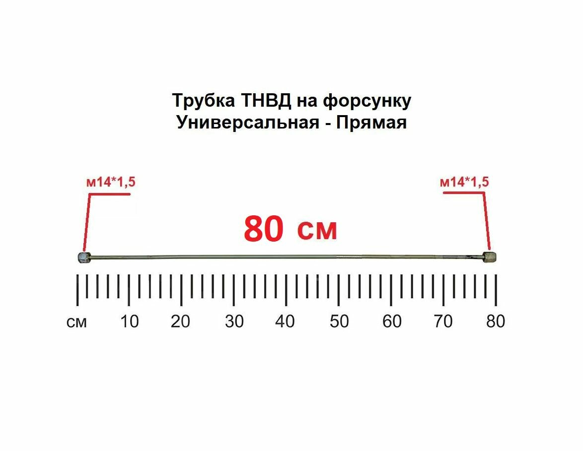 Трубка ТНВД (прямая универсальная "м14/м14" 80 см.), топливная высокого давления
