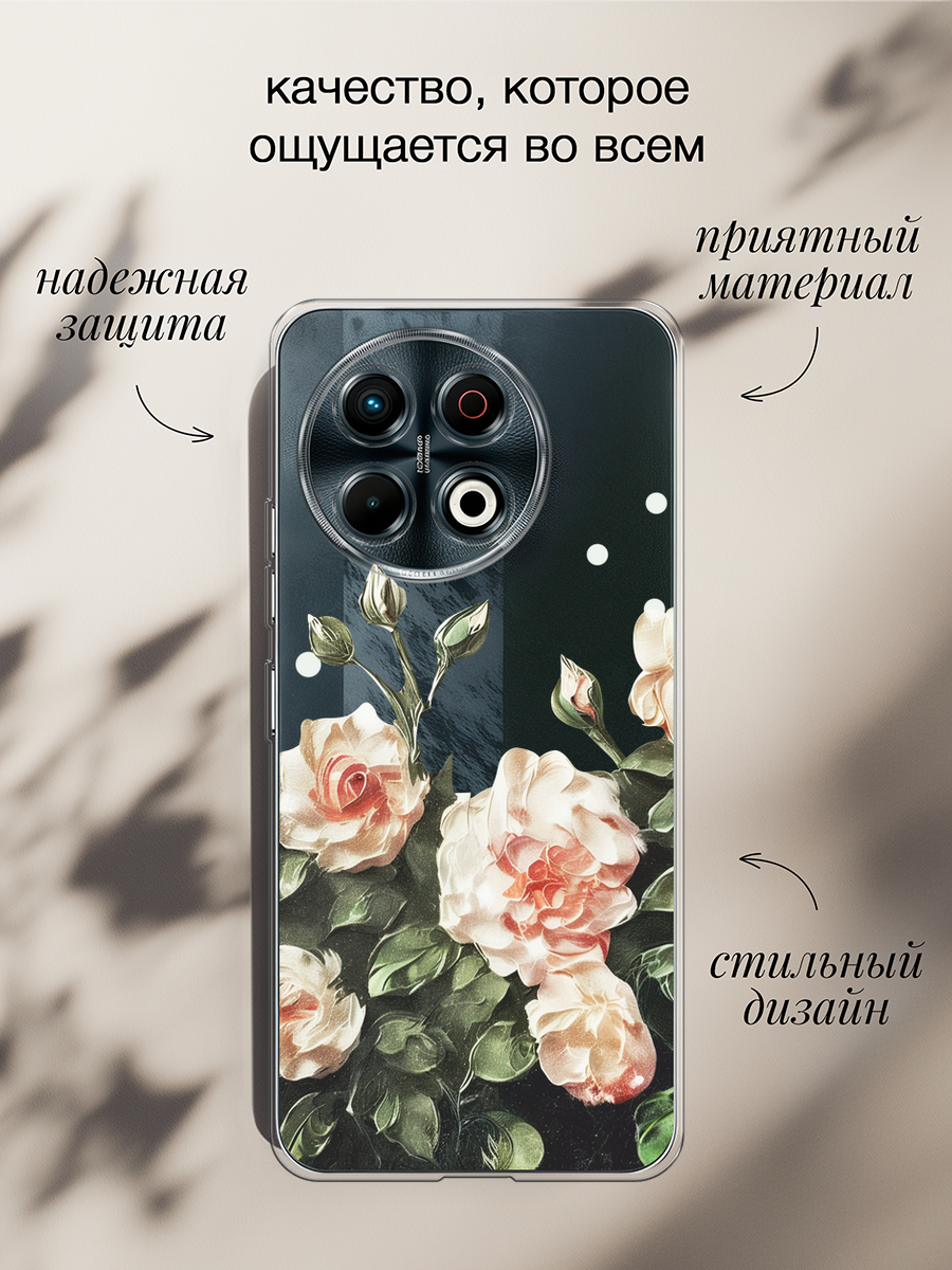 Силиконовый чехол "Цветочная картина 2" на Tecno Spark 30 Pro / Текно Спарк 30 Про, прозрачный — фото 1