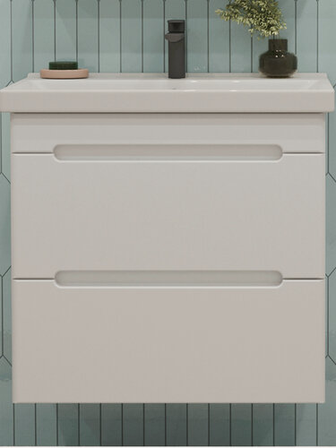 Изображение товара Тумба подвесная SanStar Адель 80 с раковиной Фест 80 (комплект) для ванной комнаты, белая