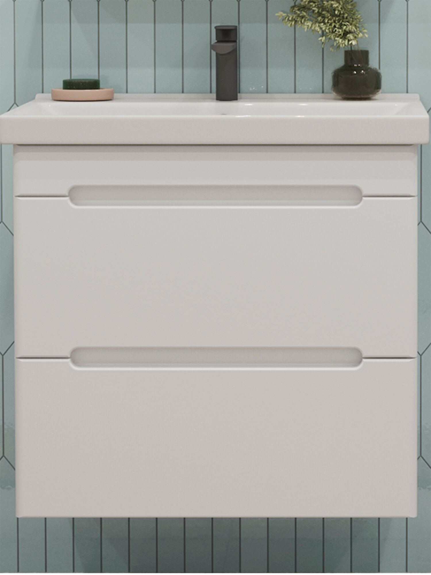 Тумба подвесная SanStar Адель 80 с раковиной Фест 80 (комплект) для ванной комнаты белая