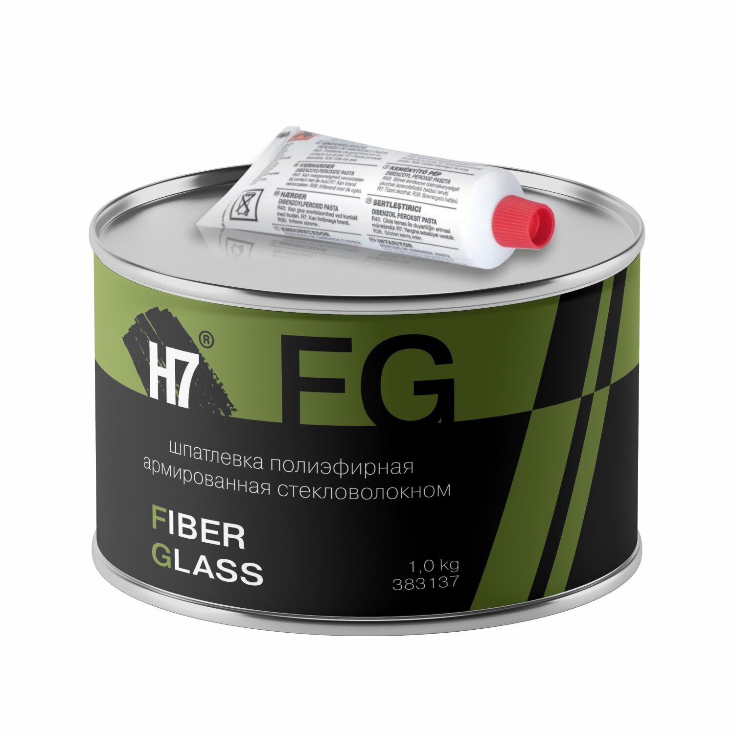 Шпатлевка полиэфирная армированная стекловолокном Fiber Glass 1кг Н7 H7 383137 | цена за 1 шт