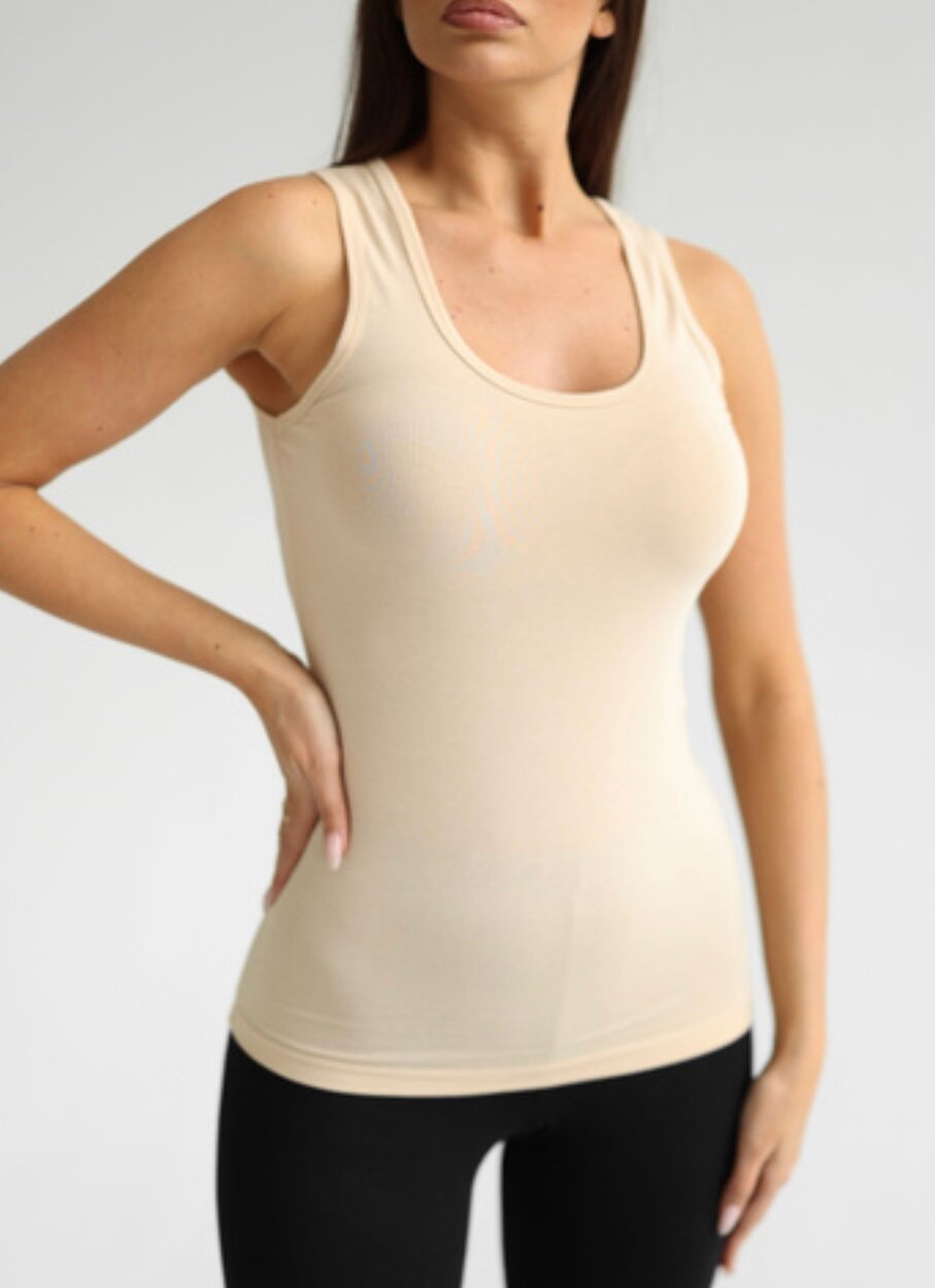 Майка, 1 шт., размер 2XL-3XL, бежевый (150)