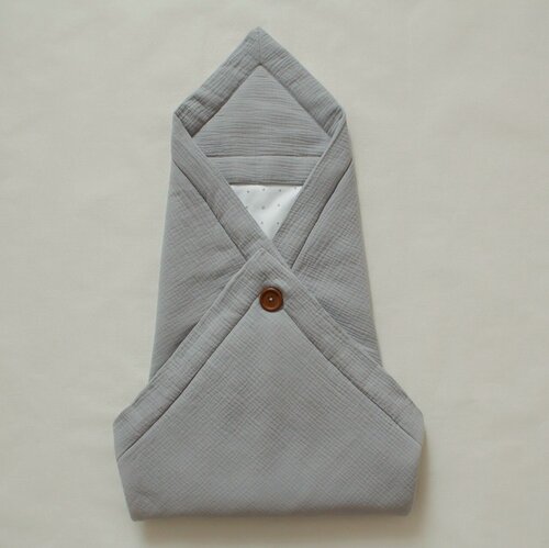 Изображение товара Летнее одеяло из муслина, на выписку и прогулок, MAMINY ZAPISKY, от 0 до 6 мес, серый подклад принт звезды