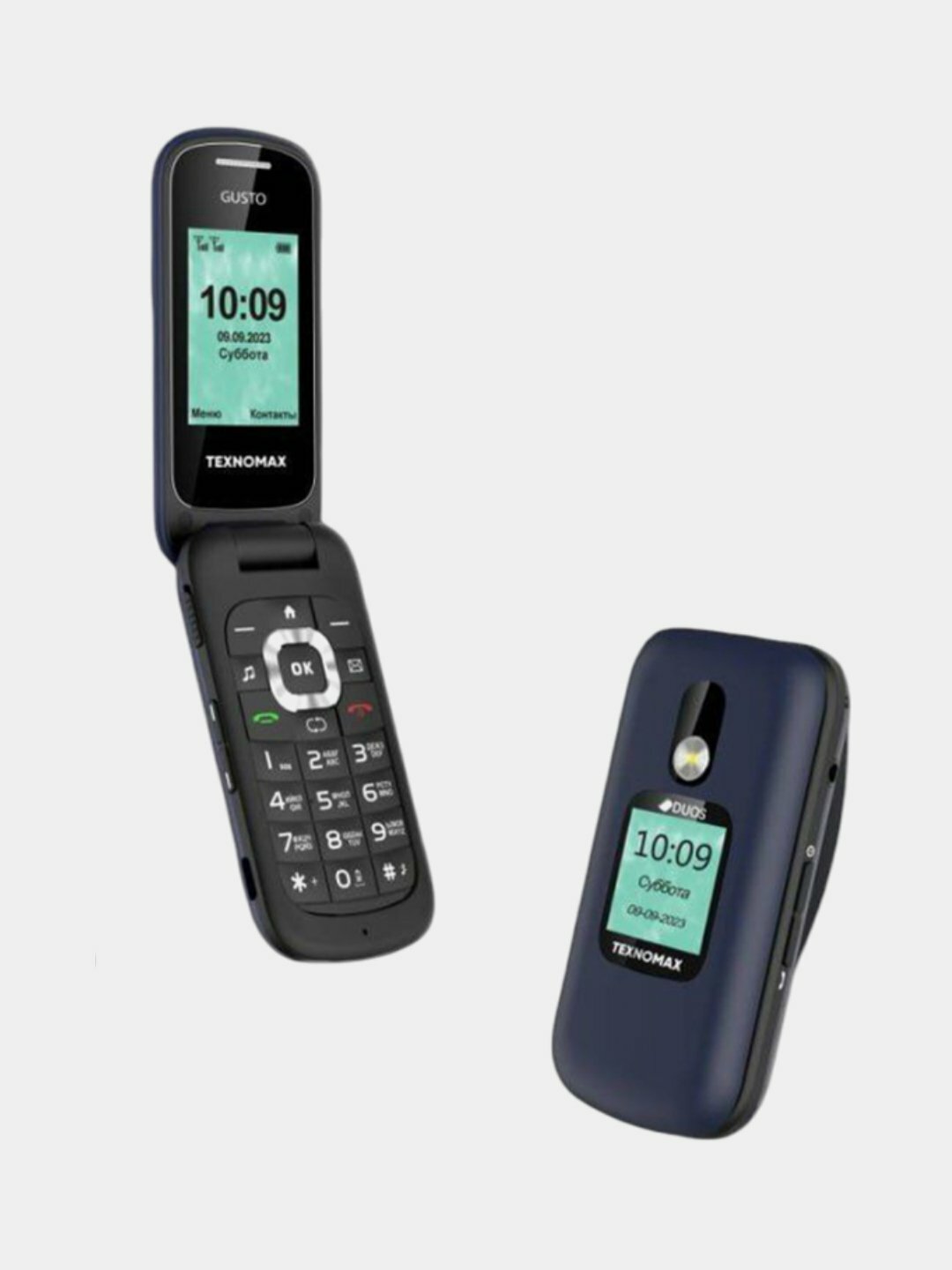Кнопочный телефон Texnomax Gusto Duos, 1 SIM, синий, официальная гарантия 1 год