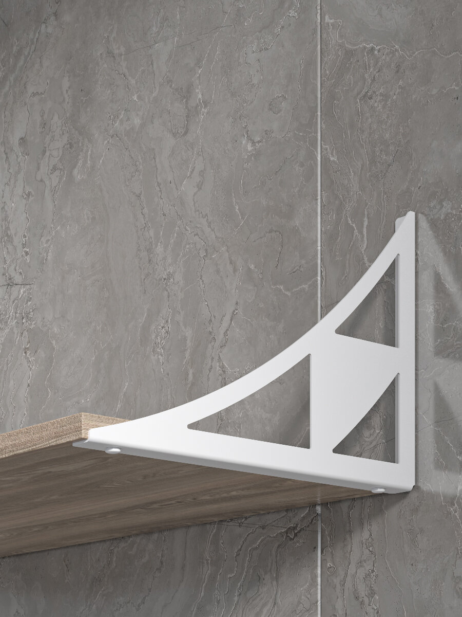 Кронштейны для полки с крепежом, металл, комплект 2 штуки, белый — фото 1