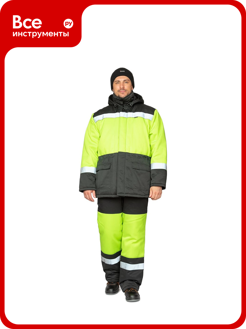 Мужской утепленный костюм Прабо Трасса лимонный/черный 56-58/182-188 6489