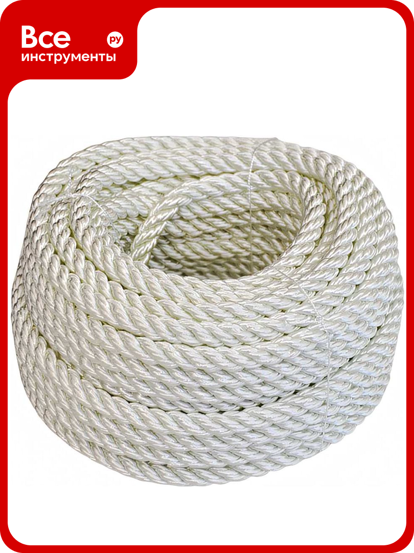Полиамидный крученый канат truEnergy 10 мм шайба 20 м белый 12197