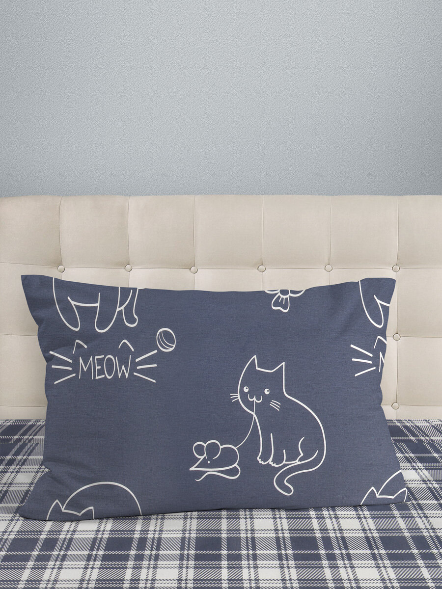 Наволочки 50х70 на молнии - 2шт ткань перкаль POCHIVALNI 100% хлопок котики