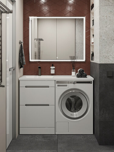 Изображение товара Тумба напольная SanStar Толедо 60 с раковиной Даллас 120 левый (комплект) для ванной комнаты, белая