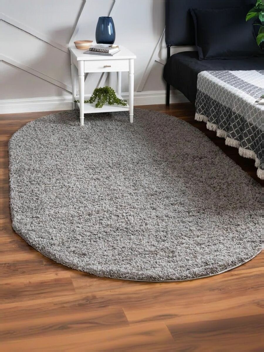 Турецкий овальный ковер Шегги 0.8 х 1.5 м Серый