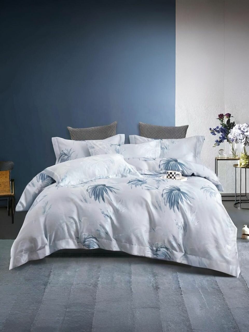 Наволочка тенсель 50х50 - "Снежный Лепесток"