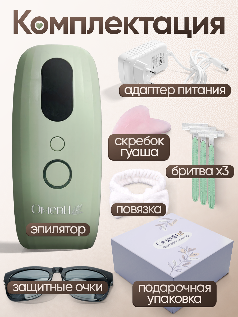 Фотоэпиляторы Xiaomi Фотоэпилятор лазерный для удаления волос Омеви, женский эпилятор для лица и тела