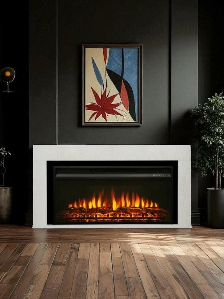 Электрокамин RealFlame Нэнси белый, напольный камин с обогревом, пульт ДУ