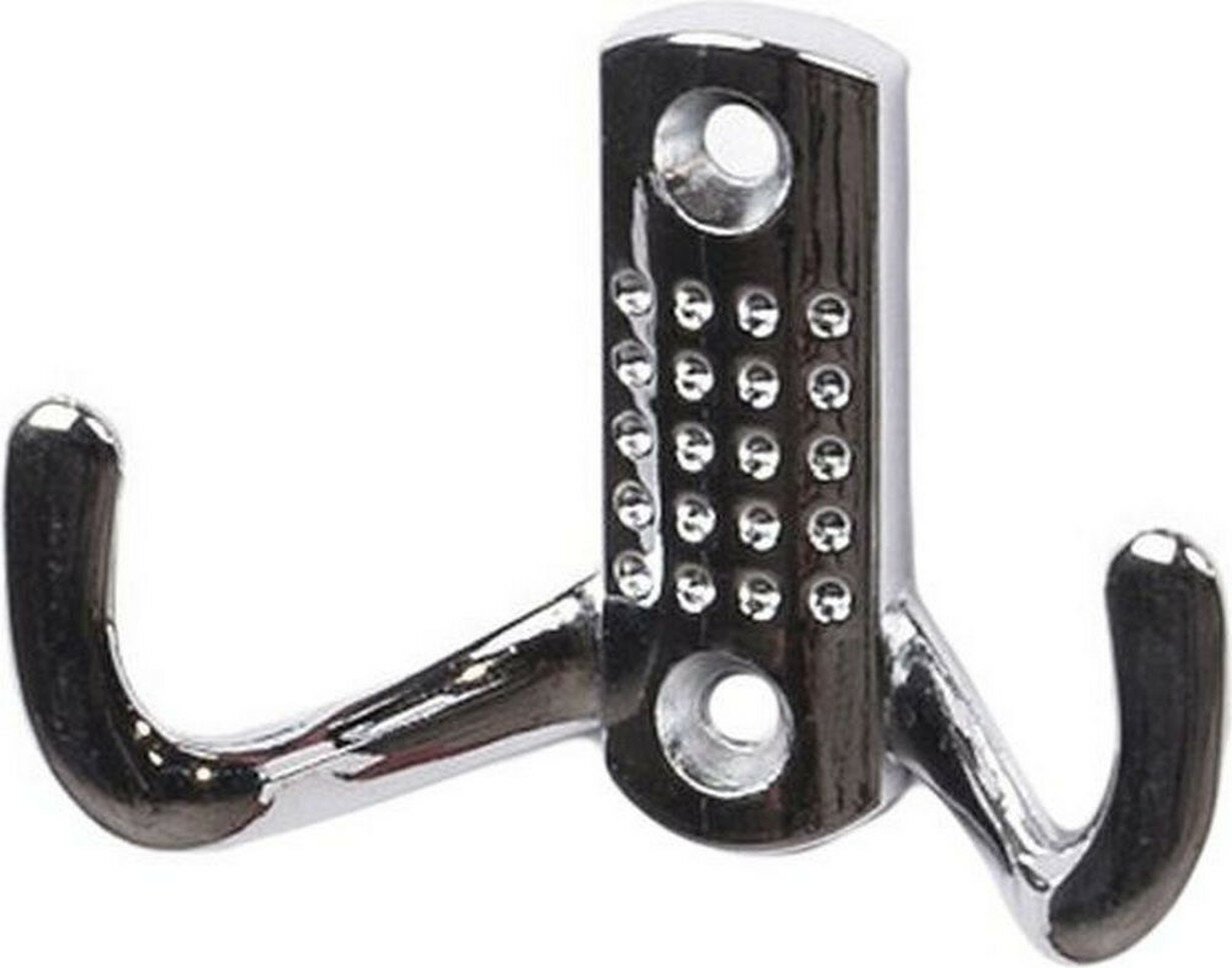 Крючок мебельный Larvij H6B двойной хромированный металл 4.5 см серебристый