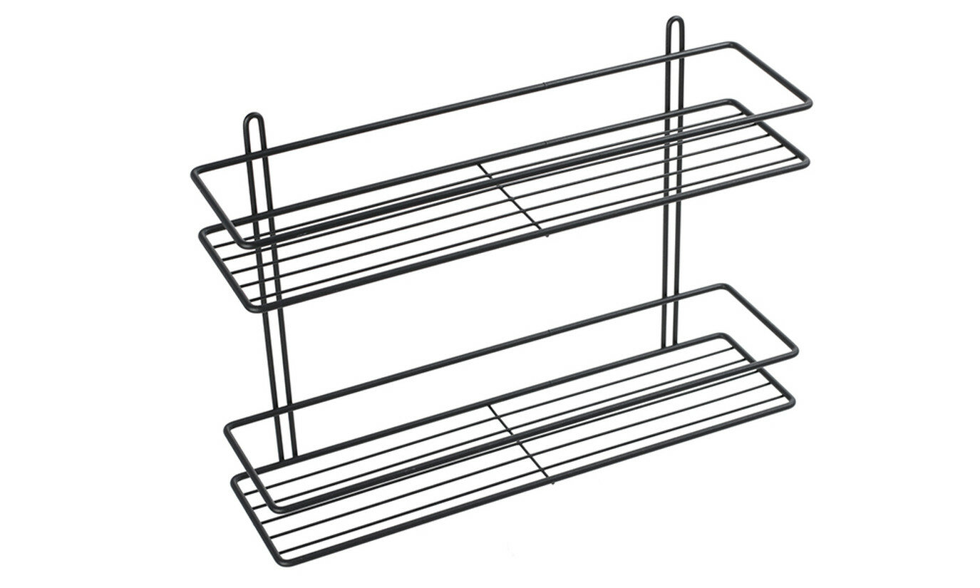 Полка Fixsen 2-этажная черная металл настенная 40x27x11 см