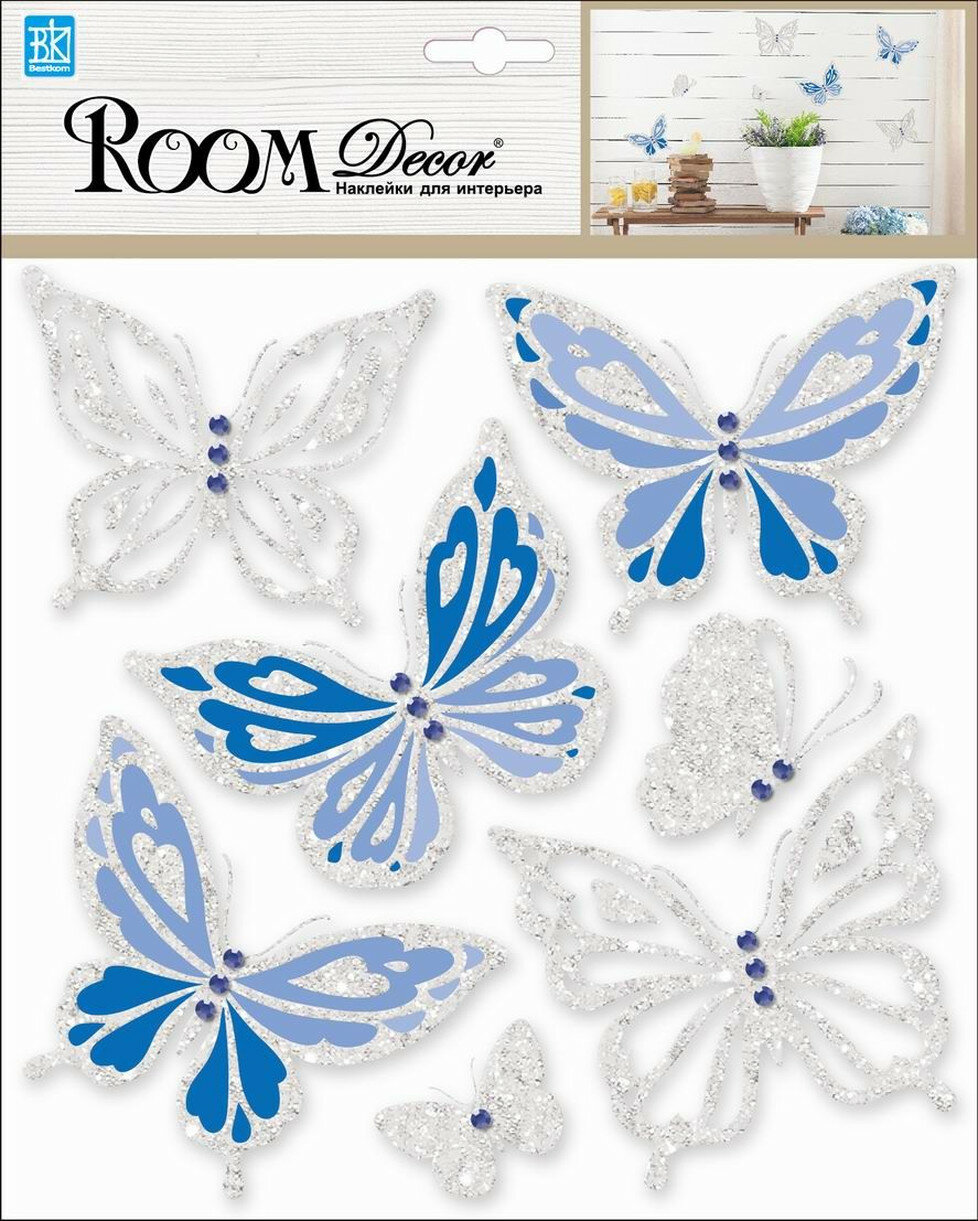 Наклейка декоративная Room Decor 6604 RKA бабочки со стразами 25x25 см