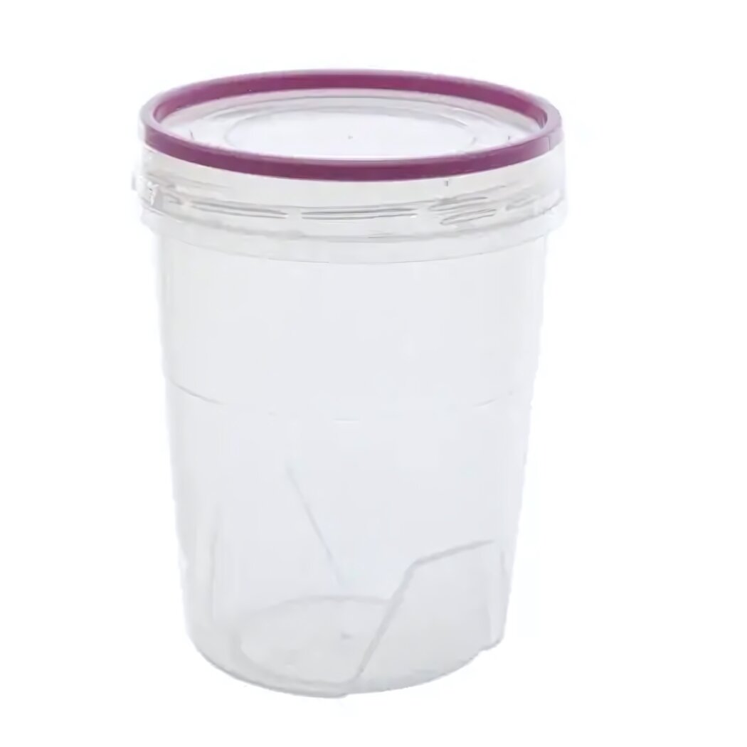 Банка пластиковая с герметичной крышкой «Полимербыт» 06л прозрачная фиолетовый ободок