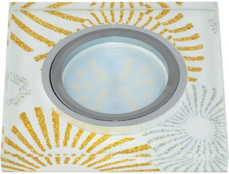 DLS-P201 GU5.3 CHROME/WHITE Светильник декоративный встраиваемый серия Peonia. Квадратный. Без ламп