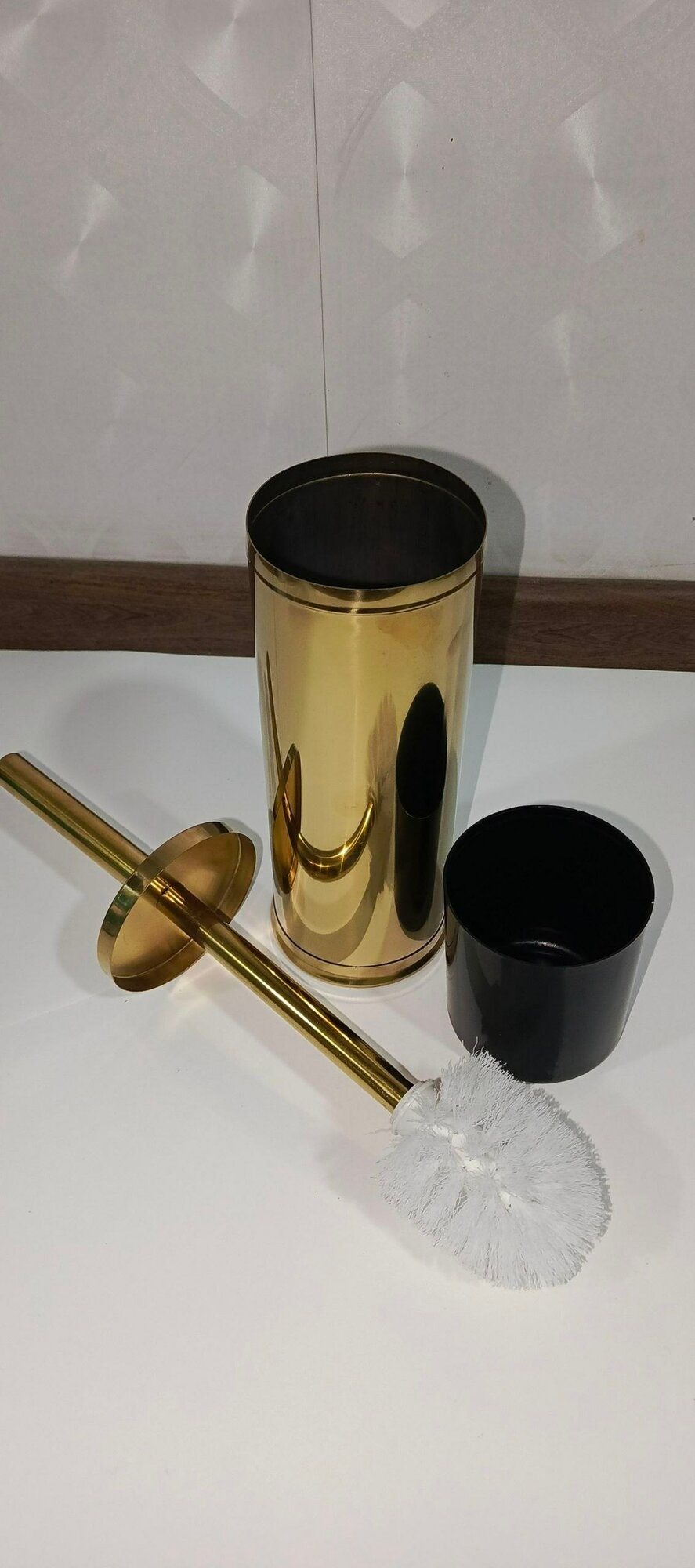 Ёршик для туалета, для унитаза металлический, золотистая рукоятка — фото 1