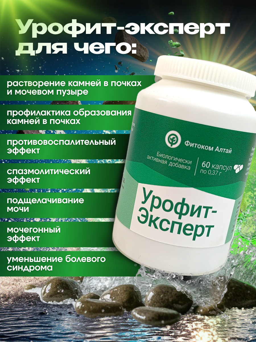 Картинки Урофит-Эксперт БАД для почек и мочевого пузыря 60 капсул от Фитоком Алтай