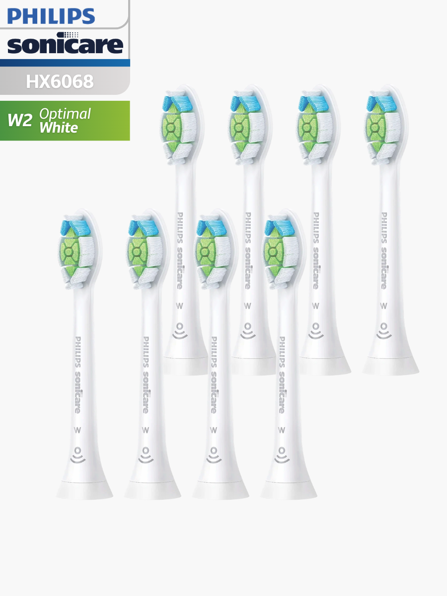 Насадки Philips W2 Optimal White Белые, 8 шт