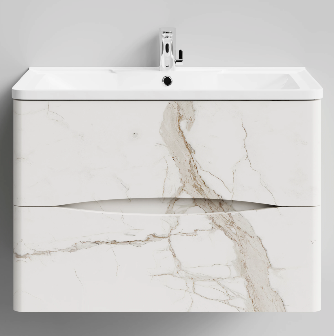 Тумба с раковиной Адель 80 подвесной Мрамор Белый натур милк